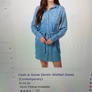 cloth & stone chambray light weight dress the sleeves can be worn long or short